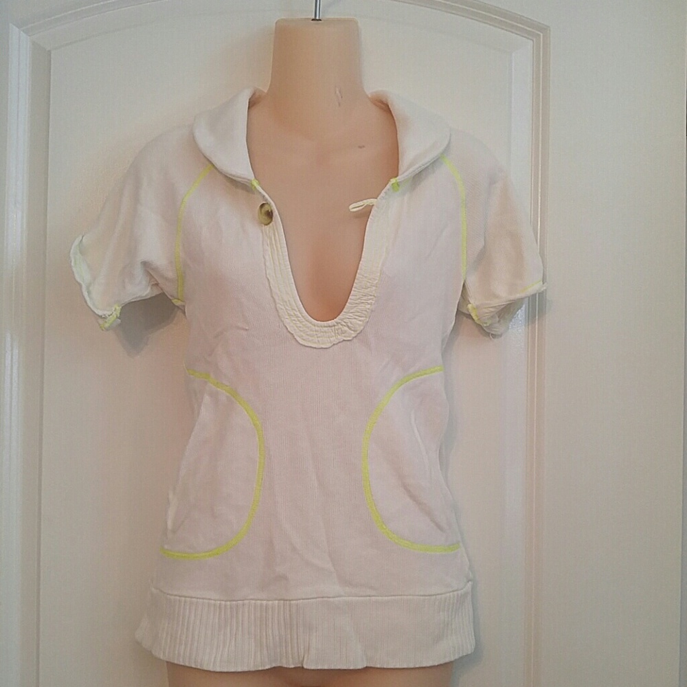 Free People SS White Knit Sweater Sz XS